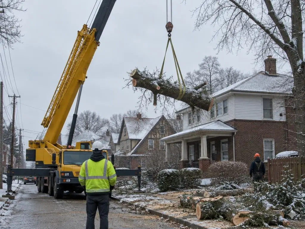 Crane-Assisted Tree Removal in Canton, OH